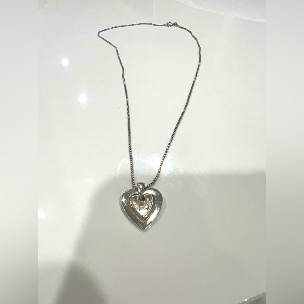 Sterling Silver Heart Pendant Necklace 925 N - Silver